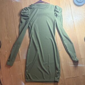 Boohoo Olive Long Sleeve Dress